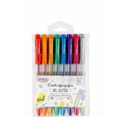 CANETA ESF.GEL C/GLITTER 1.0 CORES SORT.C/8 CA0031